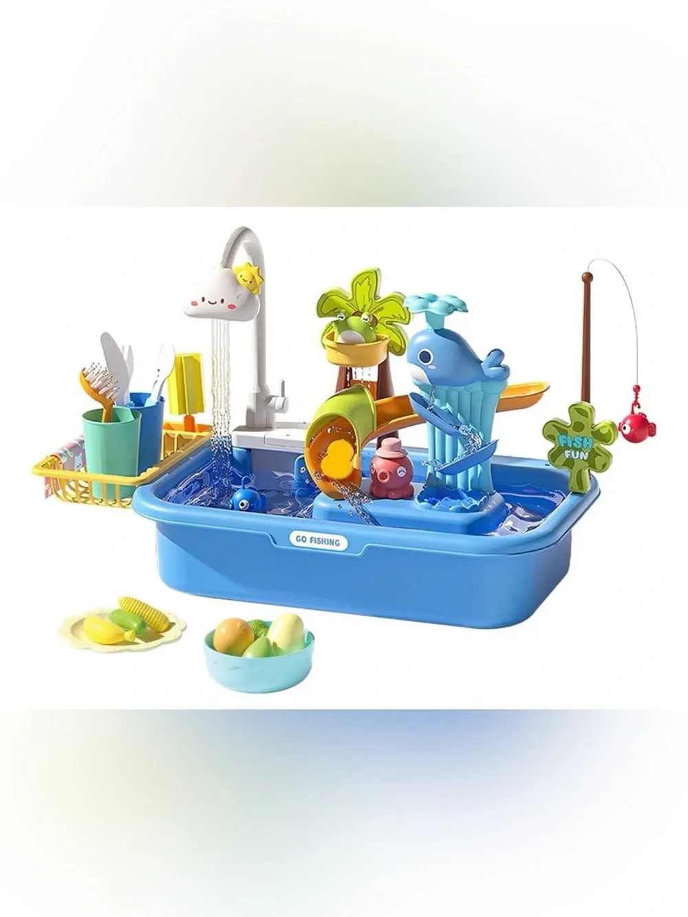 Go Fishing 4-In-1 Play Sink, Running Water Faucet Kitchen & Bath Toys New in Box